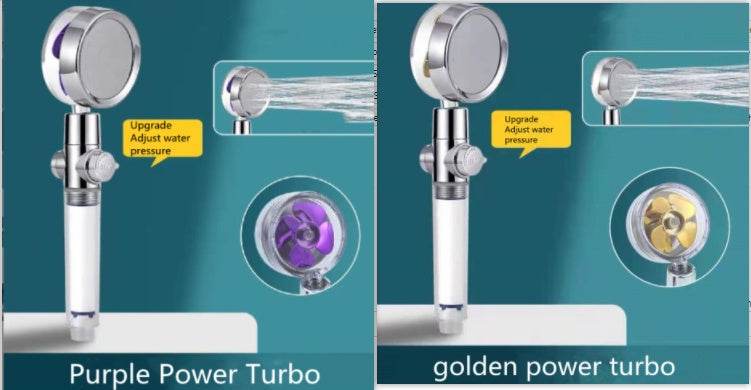 Shower Head Water Saving Flow 360 Degrees Rotating With Small Fan ABS Rain High Pressure Spray Nozzle Bathroom Accessories - Mubimart