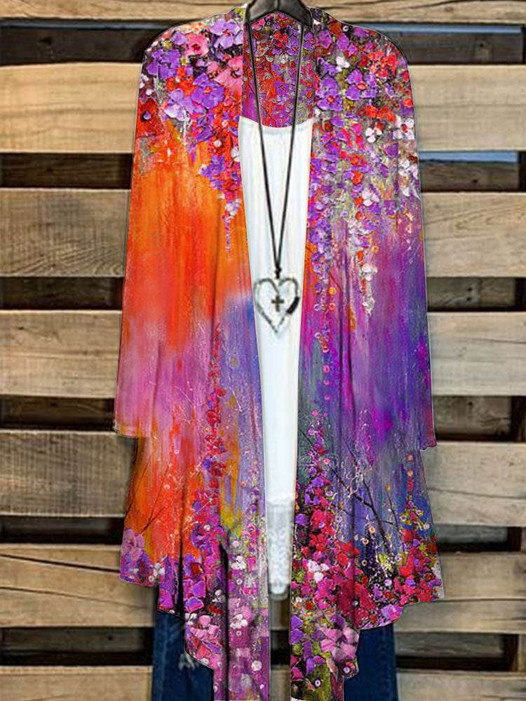 Simple Cardigan Plus Size Women's Printed Coat Top - Mubimart