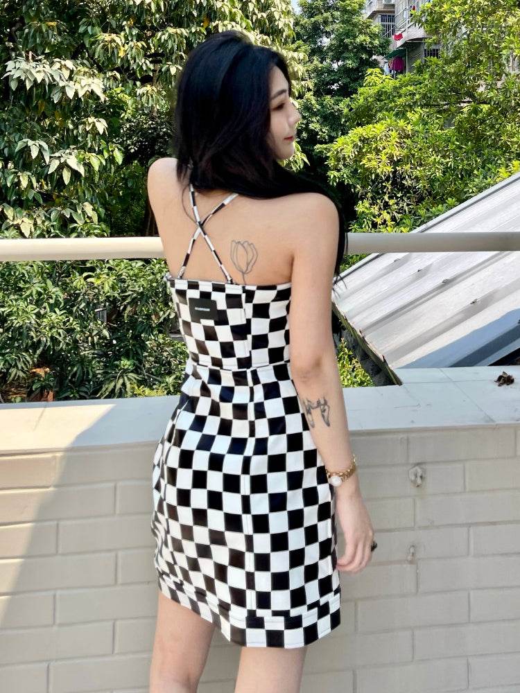 Women's Collar Hem Ramen Placket Slip Dress - Mubimart
