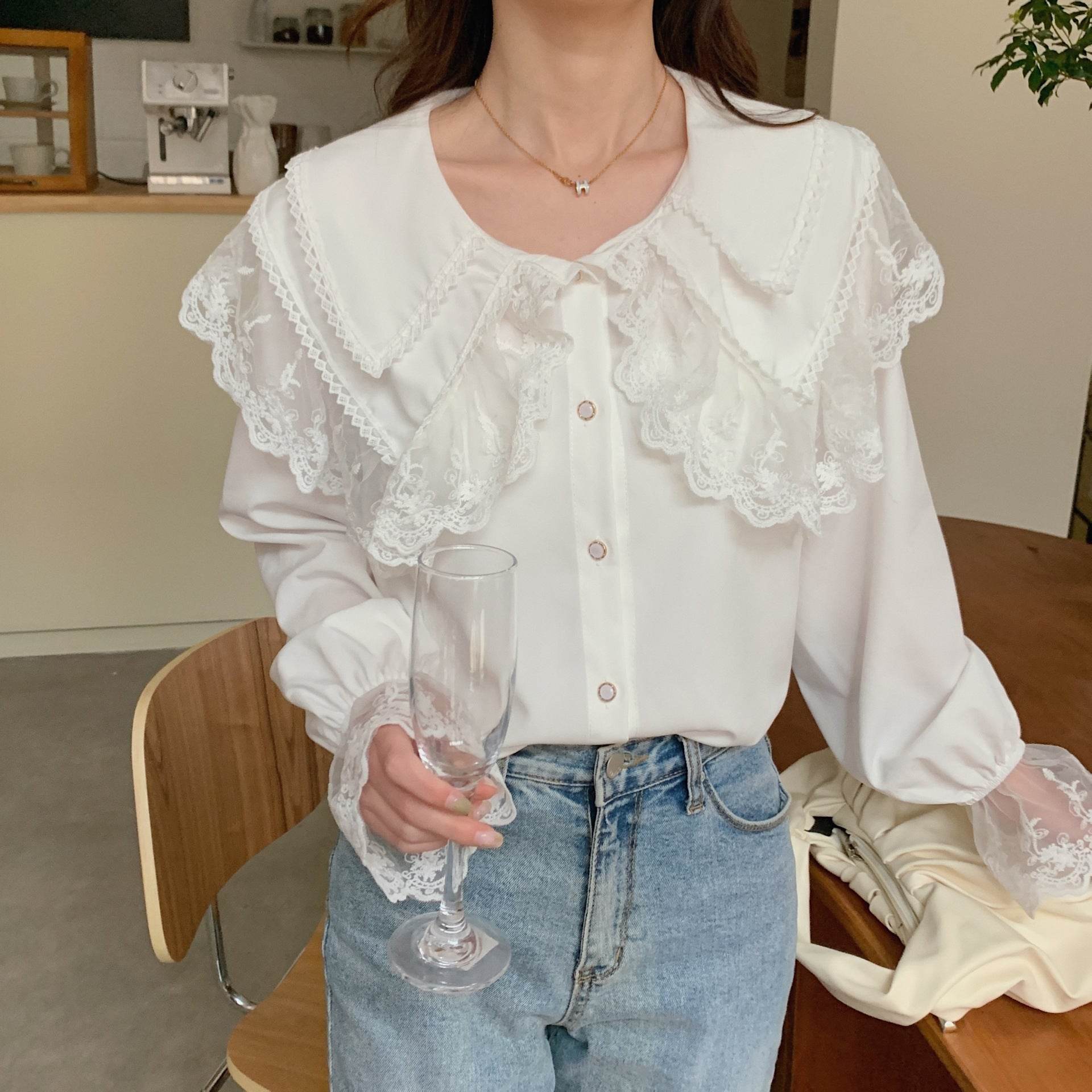 Single Breasted Long-sleeved Shirt Blouse For Women - Mubimart