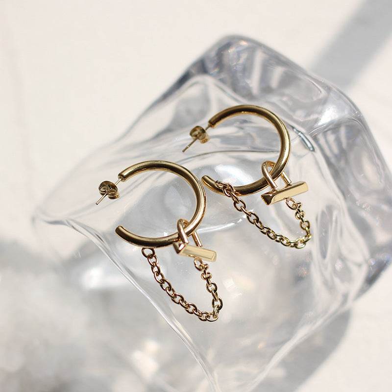 European And American Ring Tassel Hoop Hoop Earrings Chain - Mubimart
