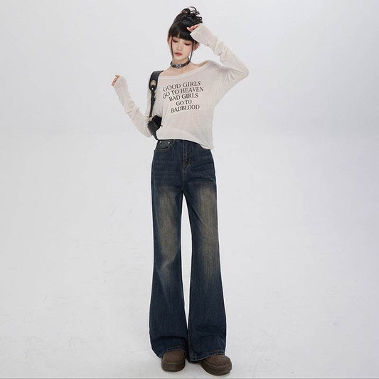 Retro Loose Micro-flared Jeans For Women - Mubimart