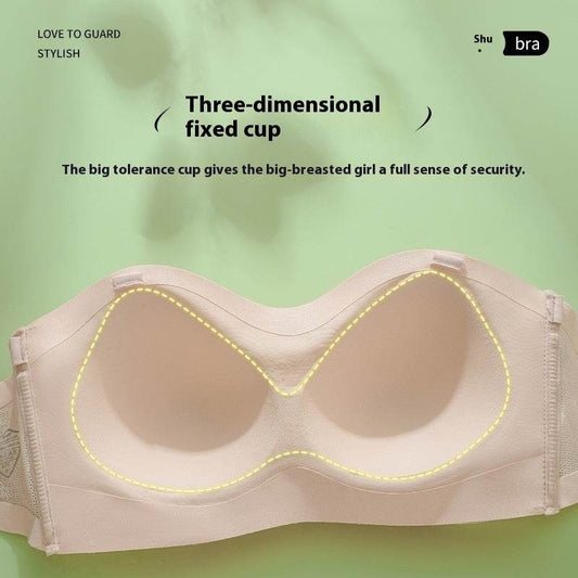 Front Closure Bra Strapless Wireless Push Up Anti-slip Bra - Mubimart