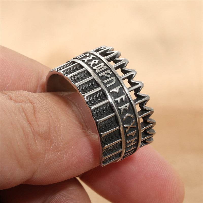 Titanium Steel Viking Warrior Ring Vintage Men Punk - Mubimart