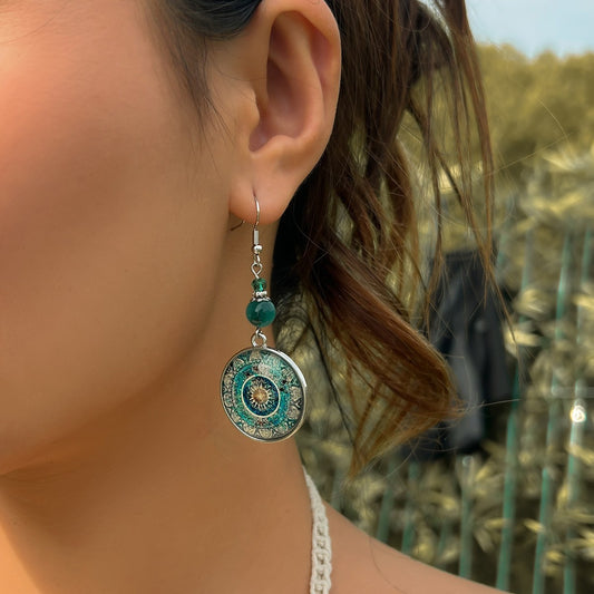 Time Stone Earrings Ethnic Style Dreamcatcher Long Drop Earrings Women