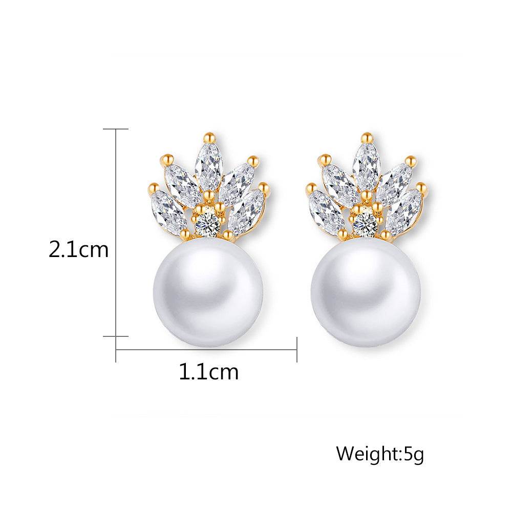 Fashion Simple Pearl Stud Earrings Women - Mubimart