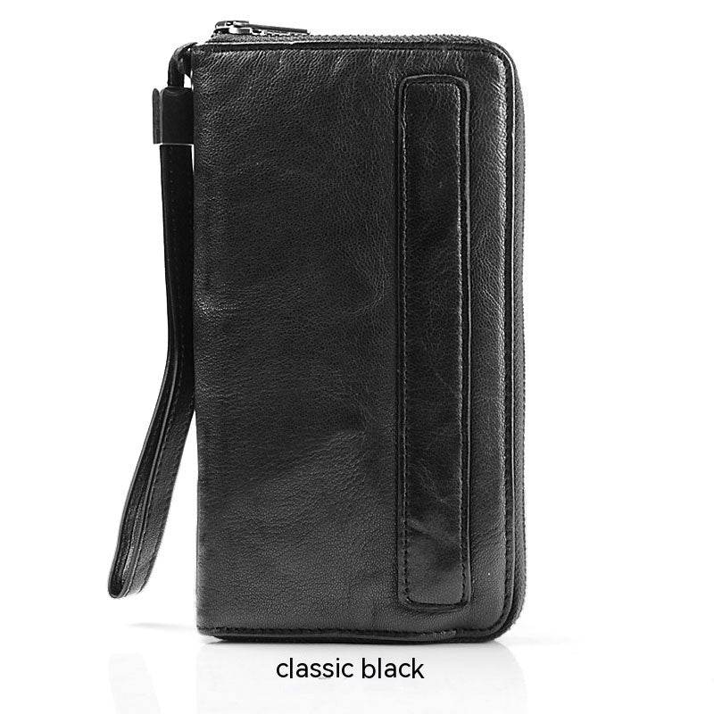 Men's Handmade Sheepskin Retro Long Wallet - Mubimart