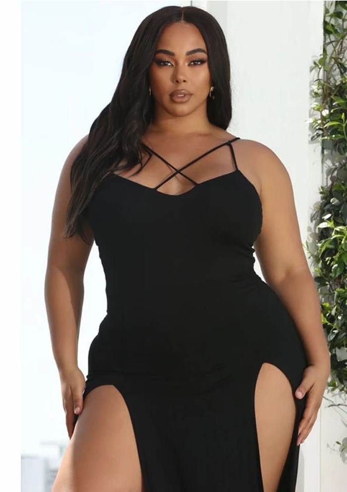 Plus Size Fat Women Dresses Summer Sling Big Dress - Mubimart