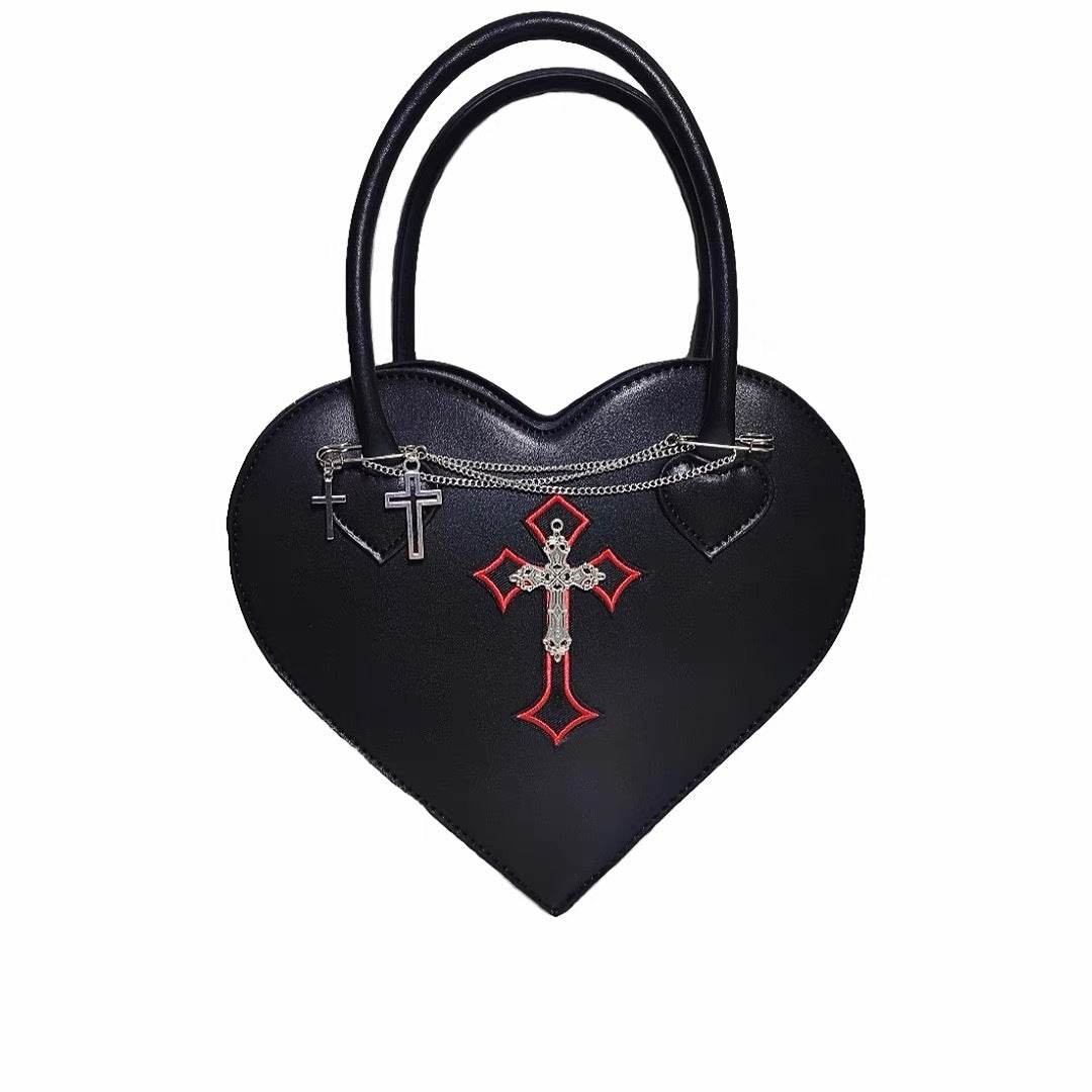 Fashion Love Personality Black Ladies Satchel - Mubimart