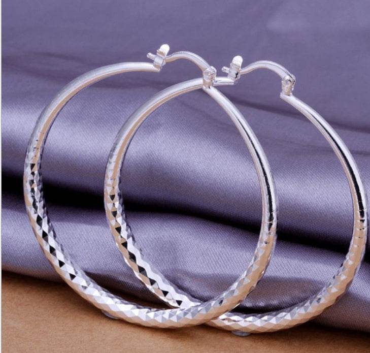 925 Silver Exaggerated Large Hoop Earrings Hoop Earrings - Mubimart