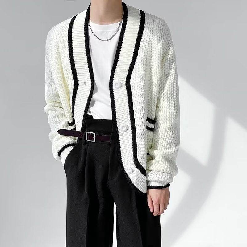 Mens Fashion Loose Sweater Cardigan Jacket - Mubimart