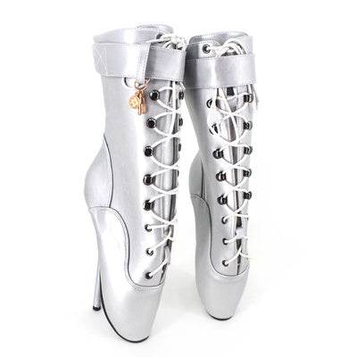 18cm Ballet Stiletto Heels Lace-up Ankle Boots Large Size - Mubimart