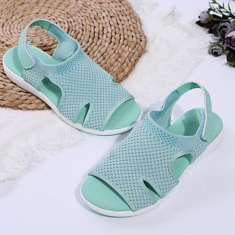 Ladies Sandals Large Size Breathable Stretch Fly Woven Comfort - Mubimart