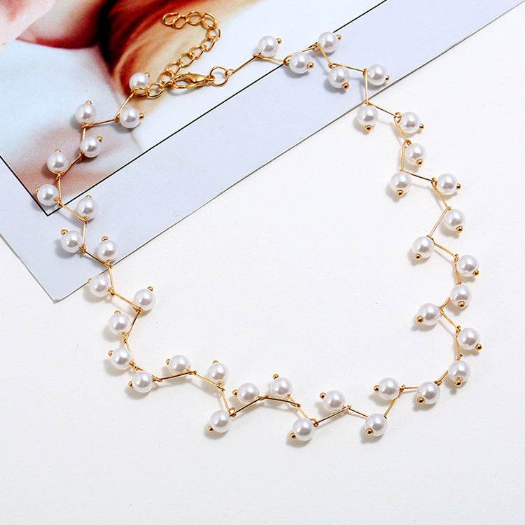 New Charm Simulated Pearl Beads Choker Necklace For Women - Mubimart