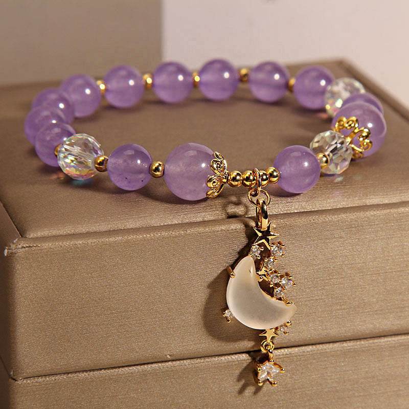 Chinese Style Amethyst Beaded Bracelet For Women - Mubimart