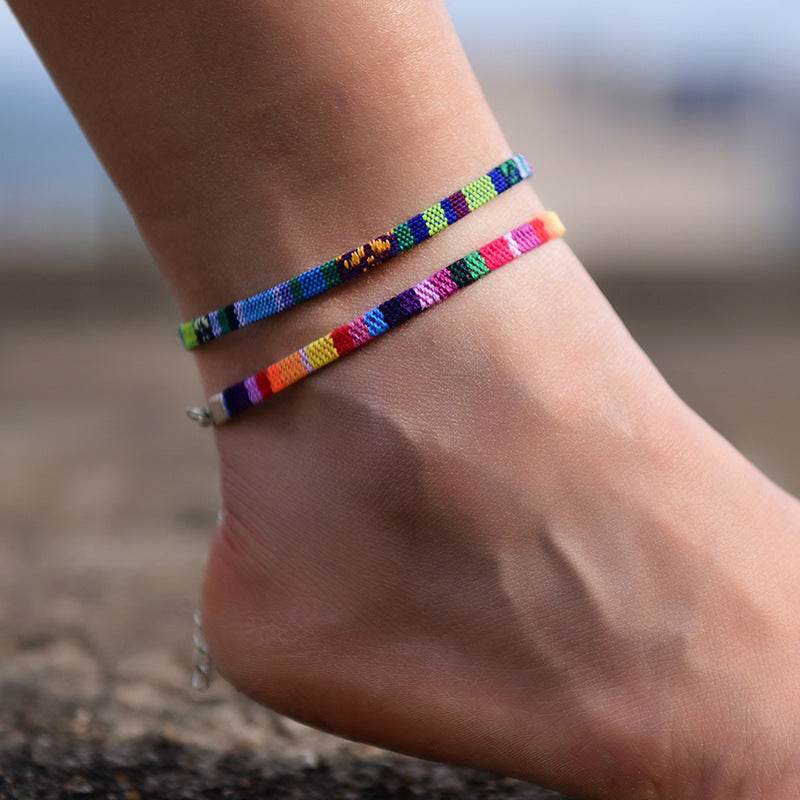 Chain Bohemian Color Ankle Bracelet String Handmade Jewelry - Mubimart