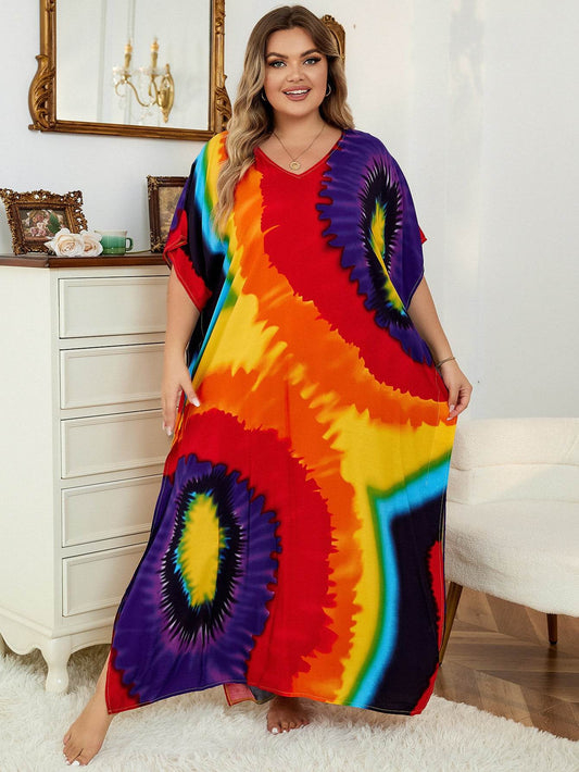 Loose Plus Size Vacation Robe Bikini Cover - Mubimart