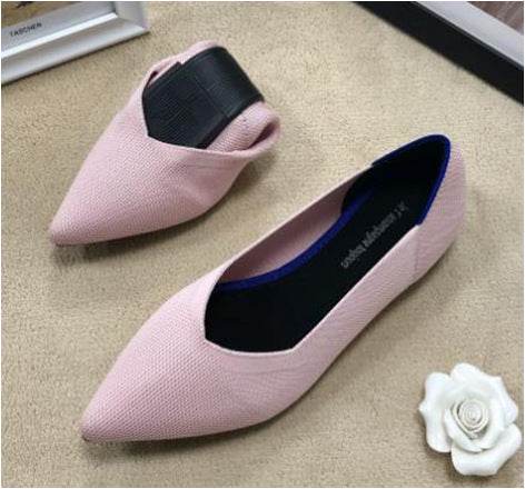 Women's Pointed Toe Casual Woven Flat Shoes - Mubimart