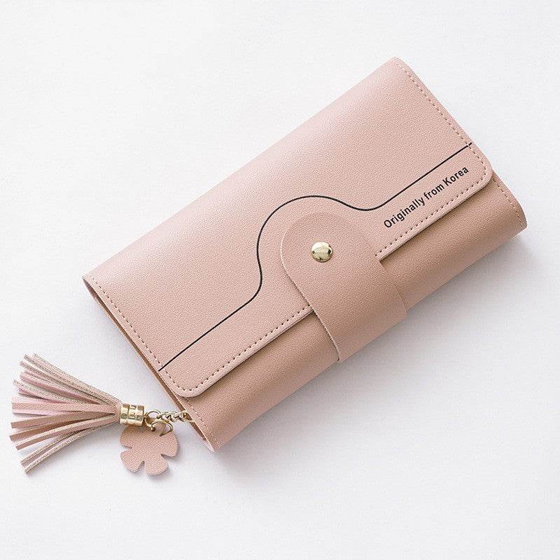 Geometric Alphabet Buckle Clutch Tassel Petal Long Ladies Wallet - Mubimart