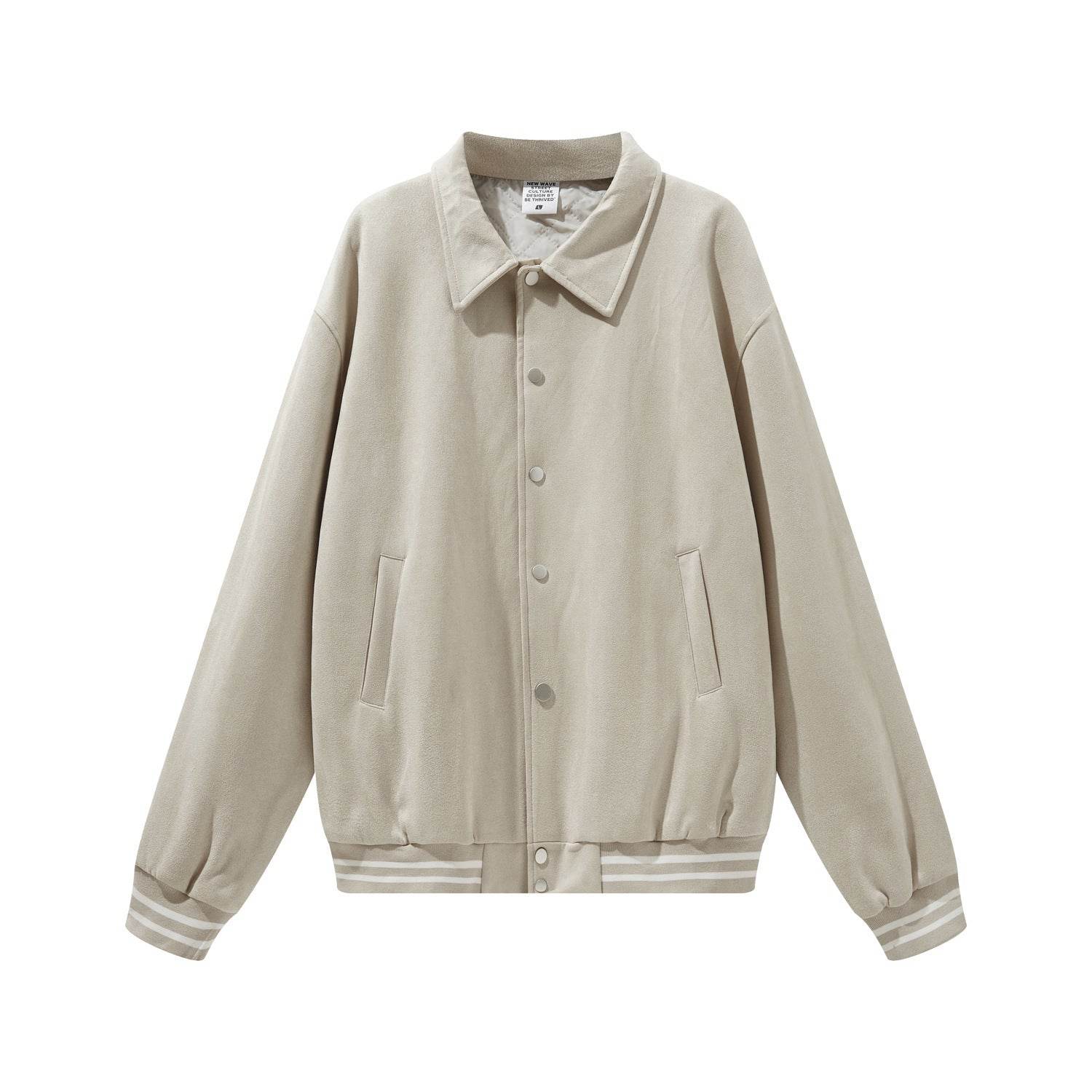 Fashion Loose Suede Lapel Jacket Bomber - Mubimart