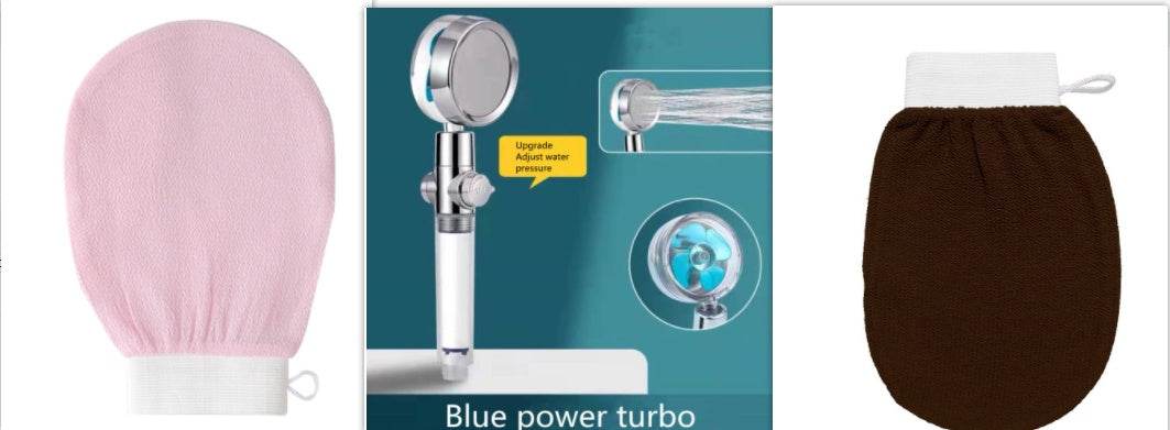 Shower Head Water Saving Flow 360 Degrees Rotating With Small Fan ABS Rain High Pressure Spray Nozzle Bathroom Accessories - Mubimart