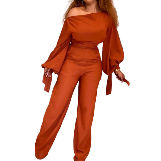 High Waist African Plus Size Wide Leg Jumpsuit - Mubimart