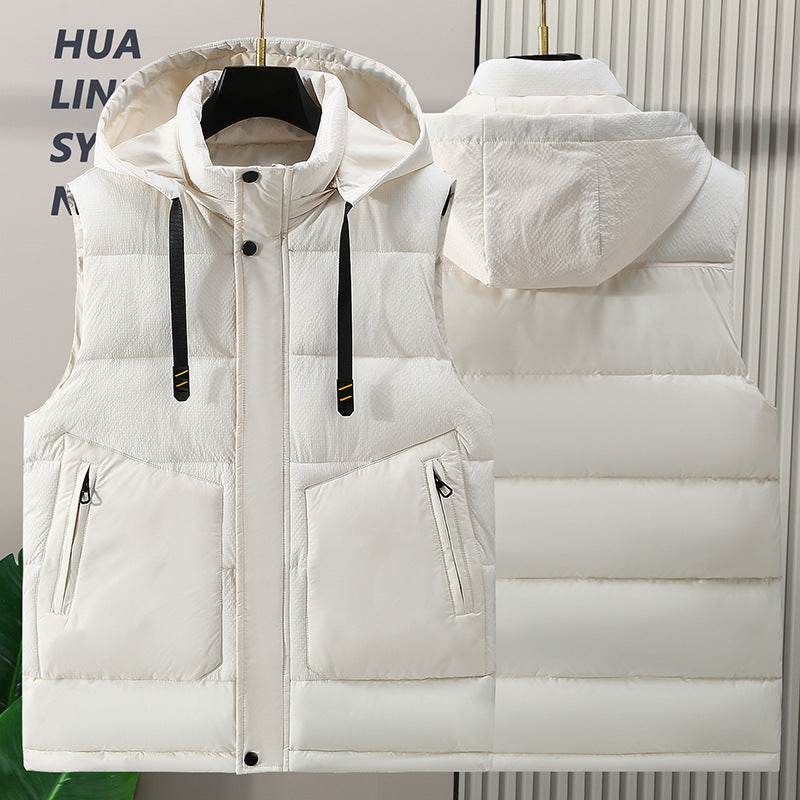 Fashion Trendy Men Cotton Vest Wholesale Winter Menswear New Disassembly Cap Men Cotton Waistcoat Outer Wear Vest Men - Mubimart