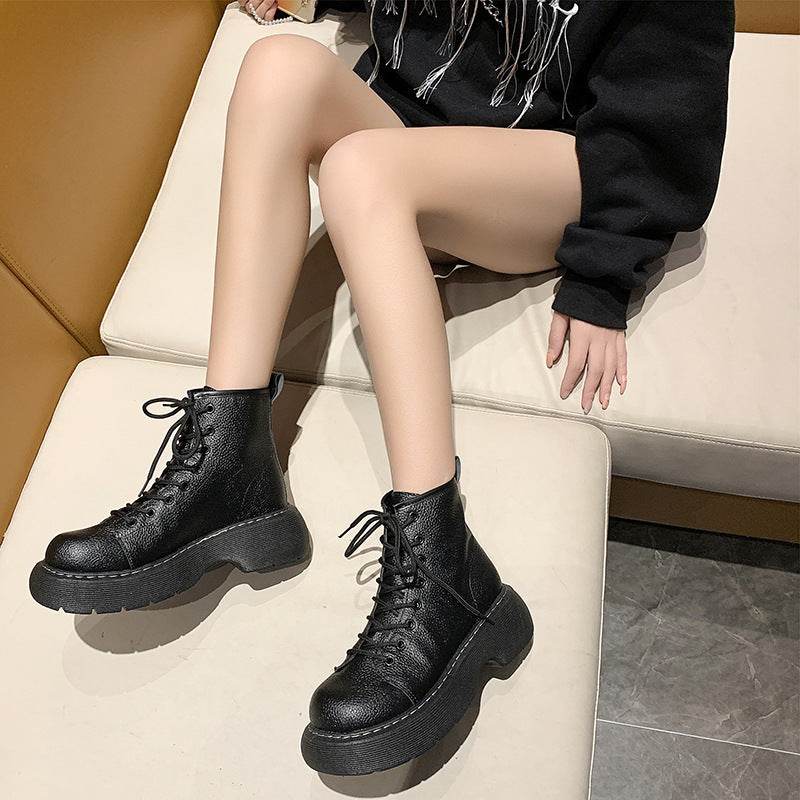 Fashion Lace-up Ankle Boots Women Thin Skinny Boots - Mubimart