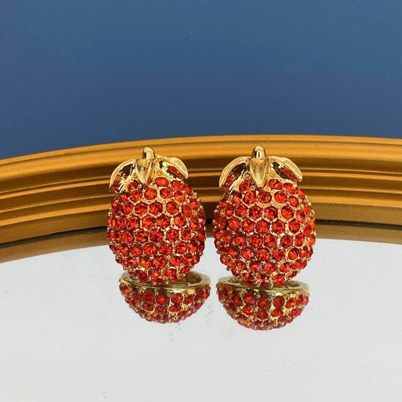 Fruit Earrings Full-jeweled Stud Earrings Women - Mubimart