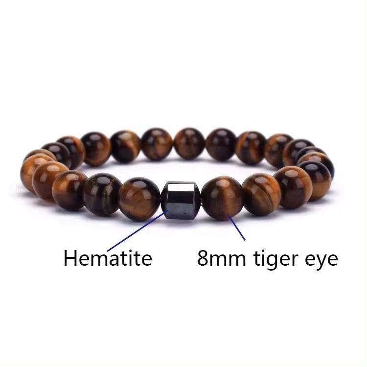 Natural Gemstone Bracelet Vintage Stone Beads Men Women Jewelry - Mubimart