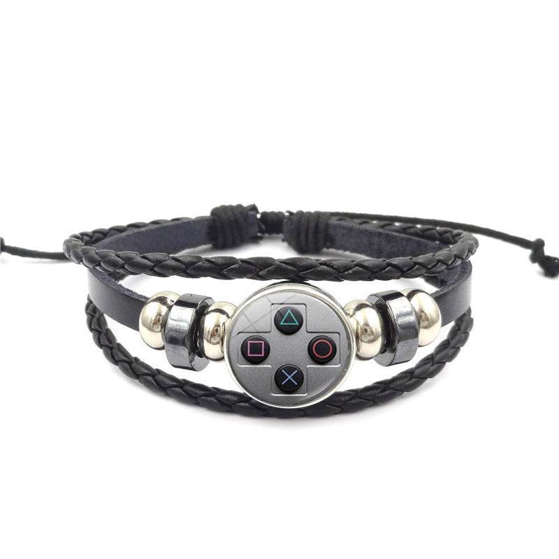 Game Controller Snap Leather Bracelet Men And Women Fashion Personalized Bracelet Handmade Multi-layer Beaded Weave Carrying Strap - Mubimart