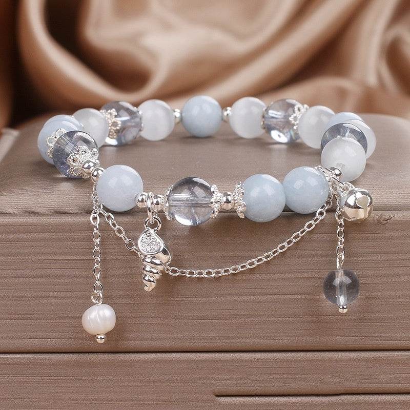 Sweet Aquamarine Beaded Bracelet For Women - Mubimart