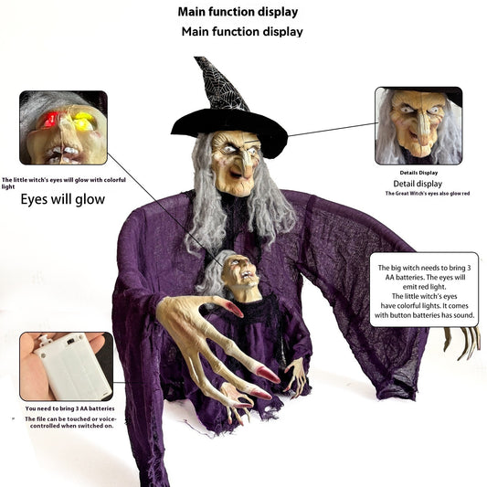 Halloween Parent-child Witch Ornaments Floor Outlet Luminous Decoration