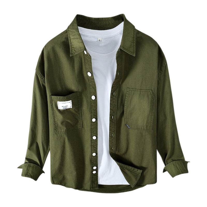 Shirt Men's Casual Long-sleeved Cotton Shirt Jacket - Mubimart
