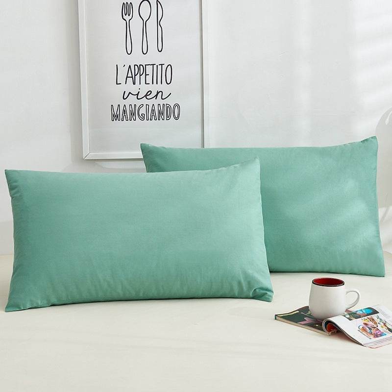 Pure Color Cotton Pillowcases A Pair Of Hotel Hotel Cotton 48X74CM - Mubimart