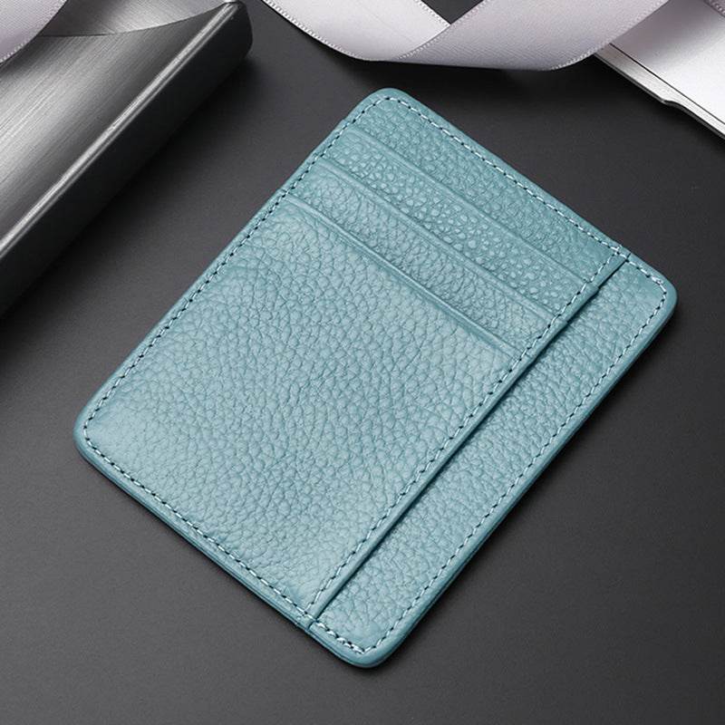 Leather Card Holder First Layer Cowhide Card Holder - Mubimart