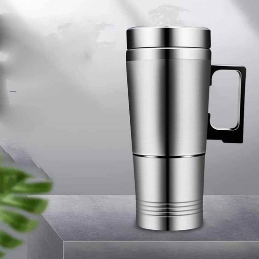 Stainless Steel Vehicle Heating Cup Heat Insulation Electric Car Kettle Camping Travel Kettle Water Coffee Thermal Mug - Mubimart