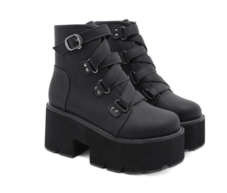 Women's Boots Amazon Thick Bottom Hot Chunky Heel High Heel Booties - Mubimart