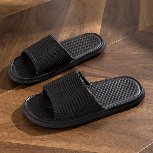 Summer Slipper Indoor House Shoes For Men Women Couples Solid Color Rhombus Striped Non-slip Bathroom Slippers - Mubimart
