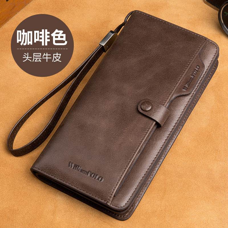 Men's Long Wallet Genuine Leather Wallet - Mubimart