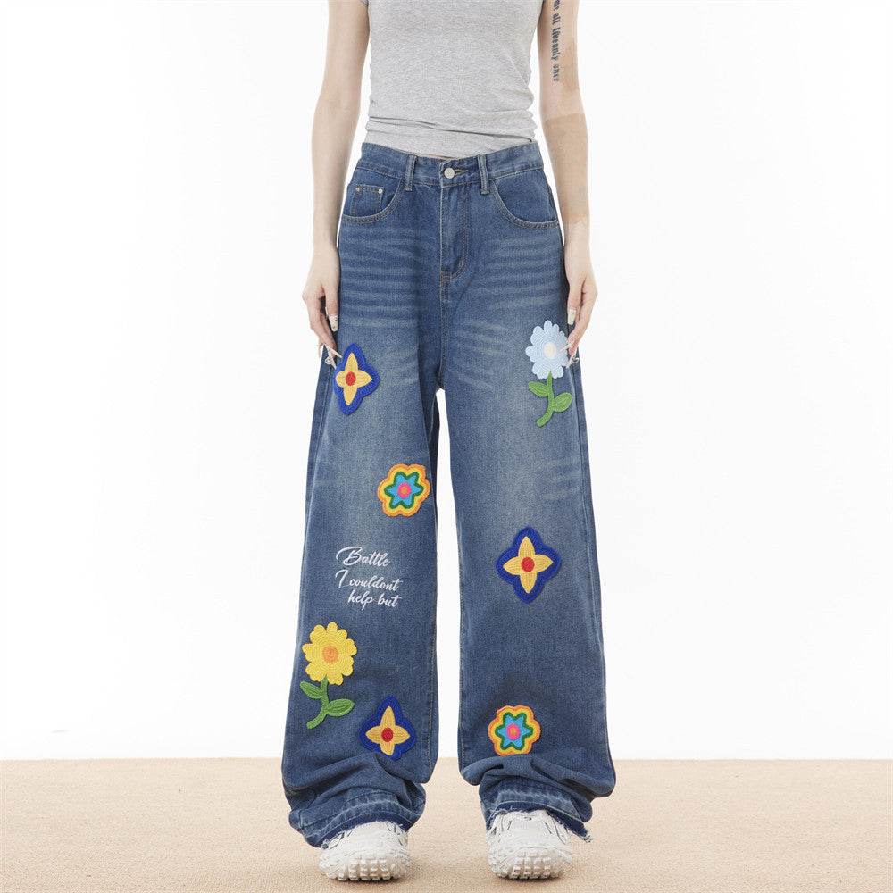 Washed Loose Wide-leg Jeans For Men And Women - Mubimart