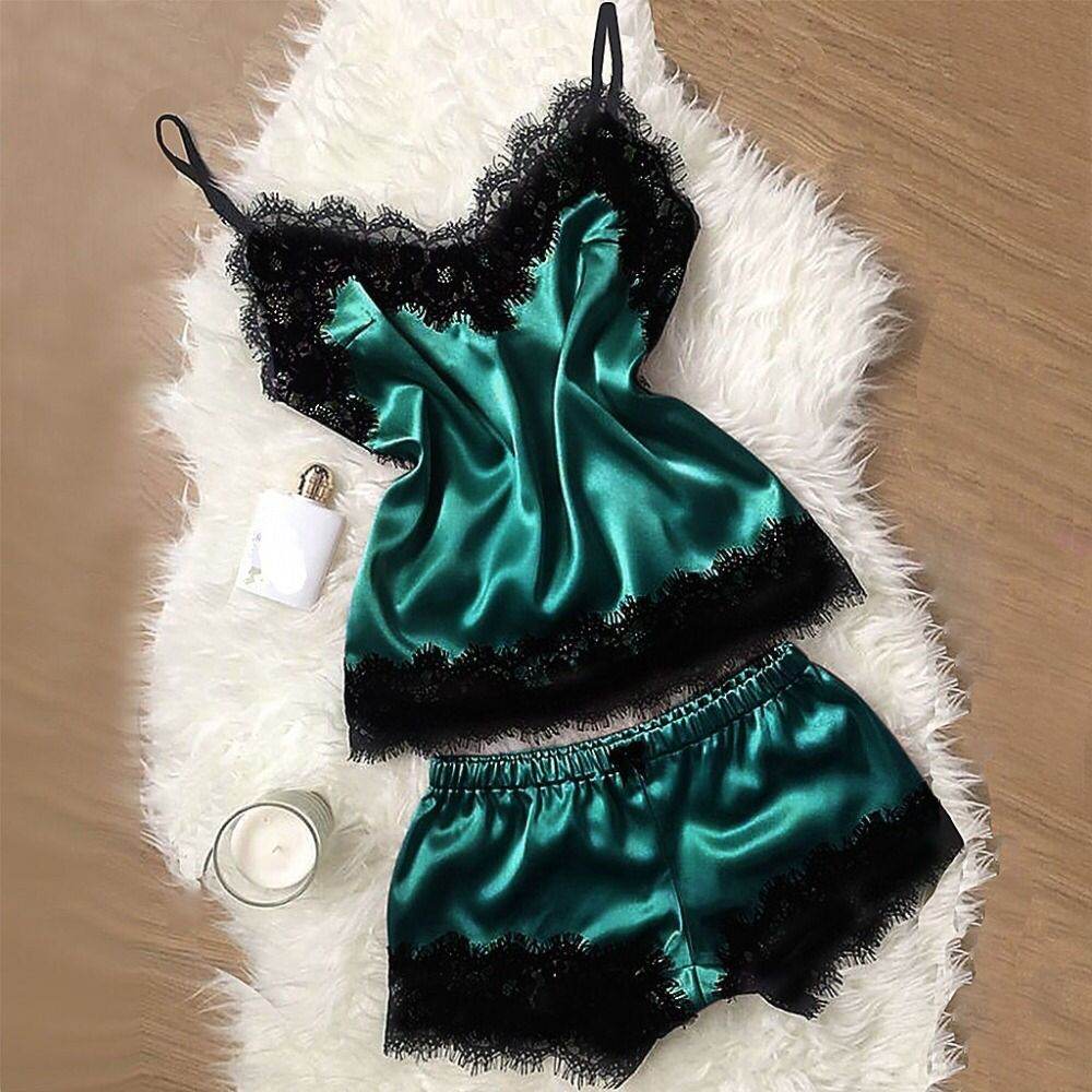 Women's Sling Pajamas Emulation Silk Nightgown Plus Size Home Underwear Nightdress - Mubimart