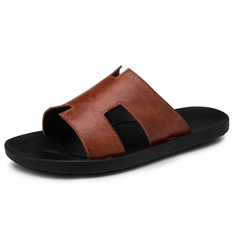 First Layer Leather Standard Size Flip-flop Slippers Men Slippers - Mubimart