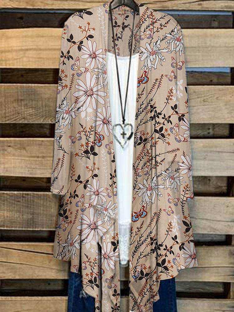 Simple Cardigan Plus Size Women's Printed Coat Top - Mubimart