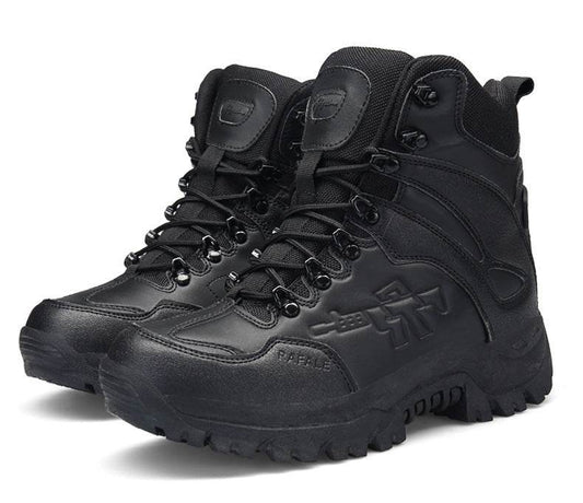 Men's Simple Sand Color High-top Hiking Boots - Mubimart