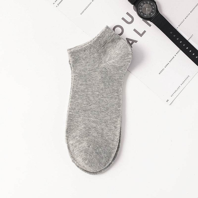 Solid Color Breathable Ankle Socks - Mubimart