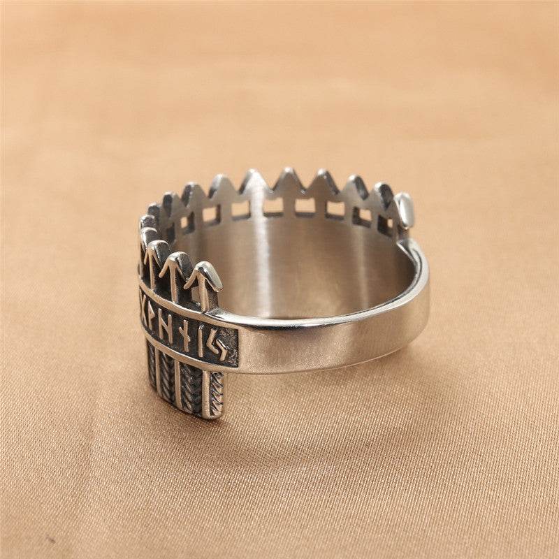 Titanium Steel Viking Warrior Ring Vintage Men Punk - Mubimart