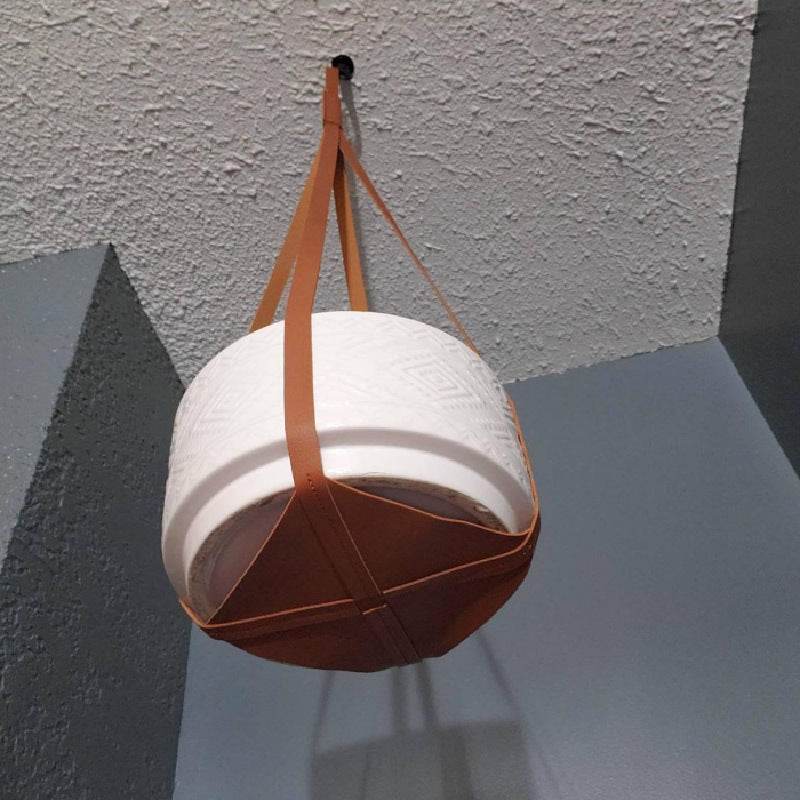 Leather Hanging Basket Indoor Plant Planter Hammock - Mubimart