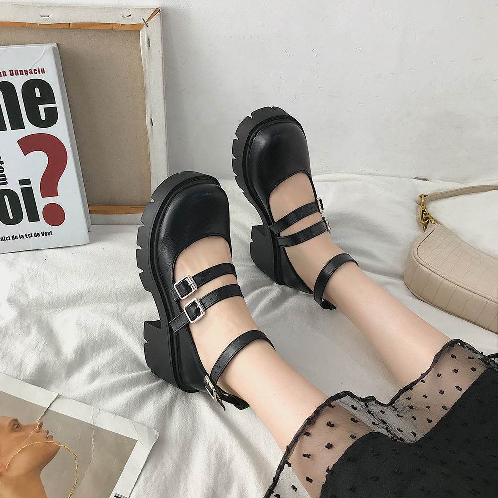 Women's Retro Japanese Hepburn Mary Jane Shoes - Mubimart