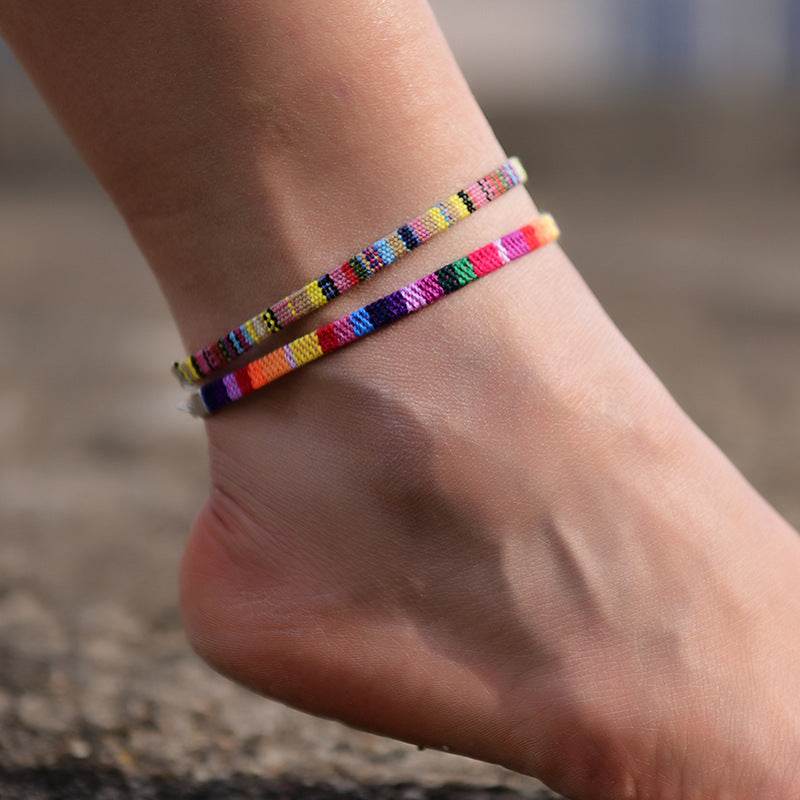 Chain Bohemian Color Ankle Bracelet String Handmade Jewelry - Mubimart